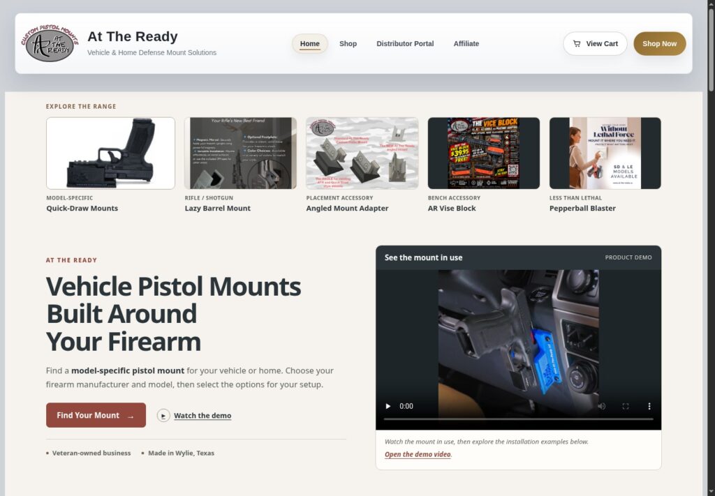 At The Ready website project shown on its public homepage